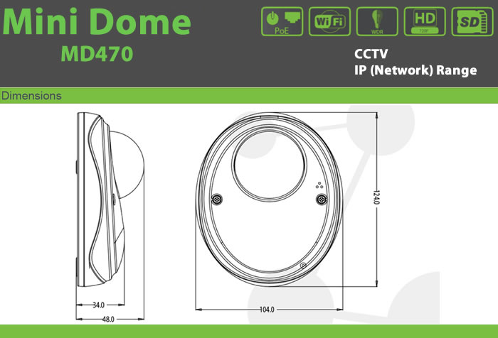 CCTV MINI DOME 470 CAMERA - CCTV Cameras IP (Network) MINI DOME security and access control products